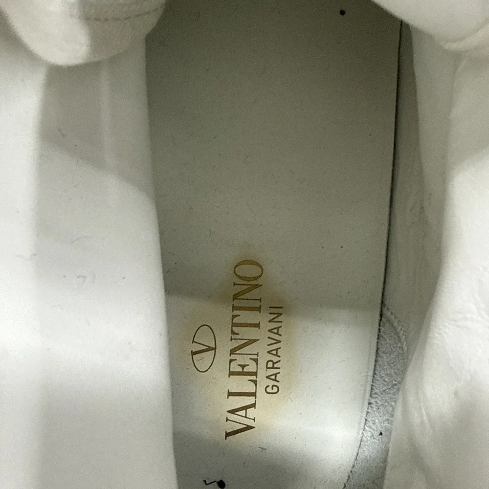 Valentino Garavani VLTN Print White Leather High-Top Sneakers Size 42  — US 8.5